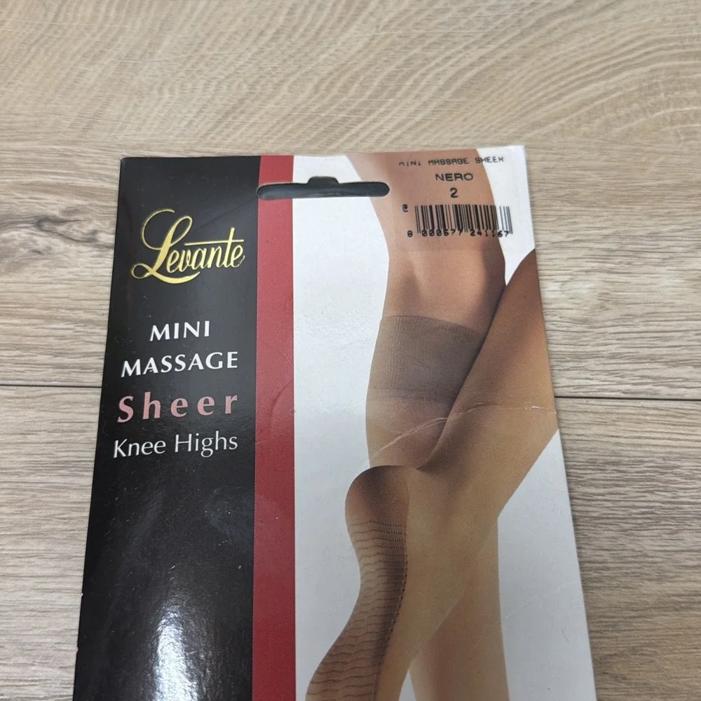 Levante Mini Massage Sheer Knee Highs Nero Black Size 2 15 Denier Italy New